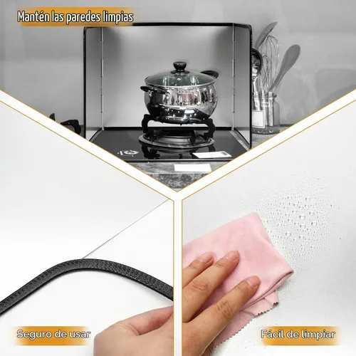 Vista 3 de Protector de salpicaduras plegable de acero inoxidable, protección contra salpicaduras de aceite, protector contra salpicaduras para freír