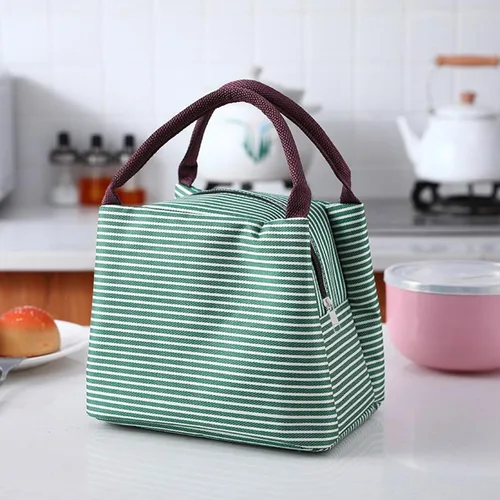 Vista 6 de Bolsa de almuerzo aislada, pequeñas bolsas enfriadoras portátiles, bolsas Bento reutilizables, bolsa de almuerzo para el trabajo, picnic al aire