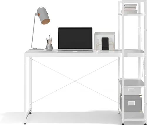 Vista 4 de Ames - Escritorio reversible para computadora de juegos de 47 pulgadas con estantes ajustables, escritorio de oficina en casa, gestión de cables