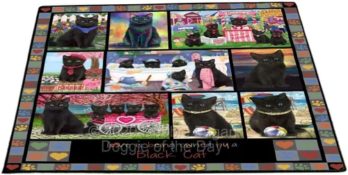 Vista 20 de Doggie of the Day Black Cats Floor Mat - 4th of July Independence Day - Best Dog Doormat - Protector Decor - Unique Portrait Art - Premium Quality