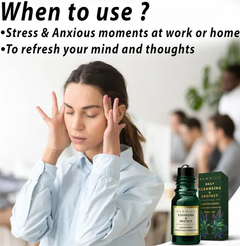 Vista 7 de Mezcla de aceites esenciales roll-on Focus Memory Concentration Orange Ginger Pachuli y limpieza y protege enebro Berry White Sage con Nerolina