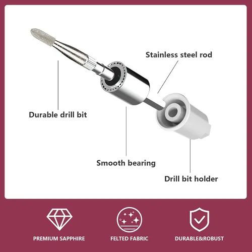 Vista 3 de Fresa cilíndrica para quitar cutículas y clavos incrustados, broca de repuesto solo compatible con el juego de manicura y pedicura SEAMIND