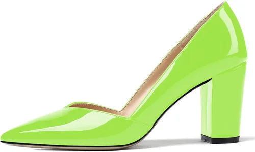 Vista 2 de MODENCOCO Zapatos de tacón alto con puntera puntiaguda para mujer, de 3.5 pulgadas