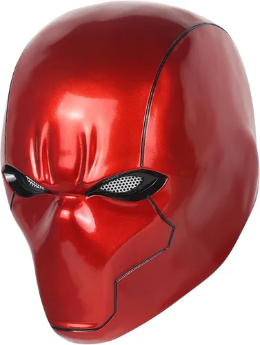 Vista 3 de Casco de capucha roja, efecto metálico, máscara de capucha roja de lujo, accesorio de cosplay para fanáticos, edición de coleccionista