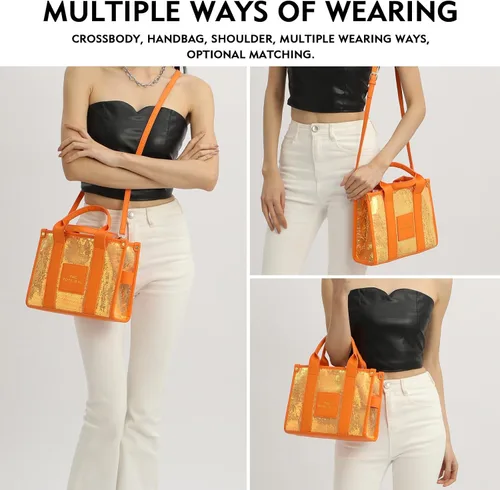 Vista 2 de JQAliMOVV The Tote Bag for Women, Shining Leather Tote Bag Trendy Top Handle Crossbody Handbags for Work Travel