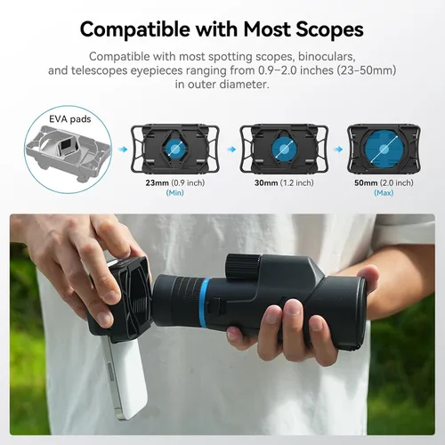 Vista 5 de APEXEL Adaptador de Teléfono para Telescopio, Adaptador de Foto Binocular para Android e iPhone, Soporte de Montaje de Teléfono para Telescopio