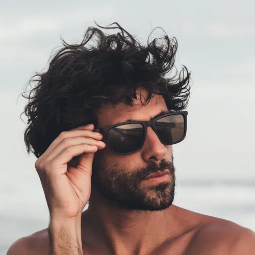 Vista 5 de ZENOTTIC Lentes de sol polarizados para hombre, cuadrados, ultraligeros, marco de fibra de carbono, protección UV400, gafas de sol clásicas