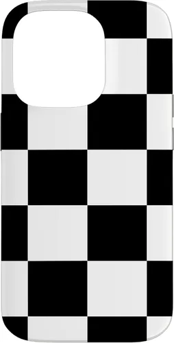 Vista 17 de Black and White Classic Checkered Big Checkerboard Pattern Case for iPhone 16