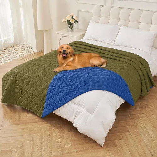 Vista 139 de Smiry Funda Impermeable para Cama de Perro Manta para Mascotas, Manta Suave y Lavable para Perros para Muebles Cama Sofá Sofá Reversible, a Cuadros