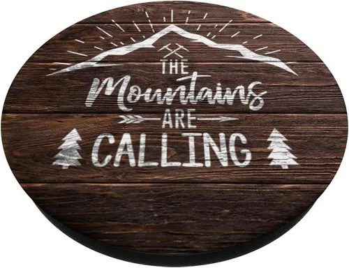 Vista 2 de The Mountains Are Calling Wood Design For Mountaineer - PopSockets Grip and Stand for Phones and Tablets