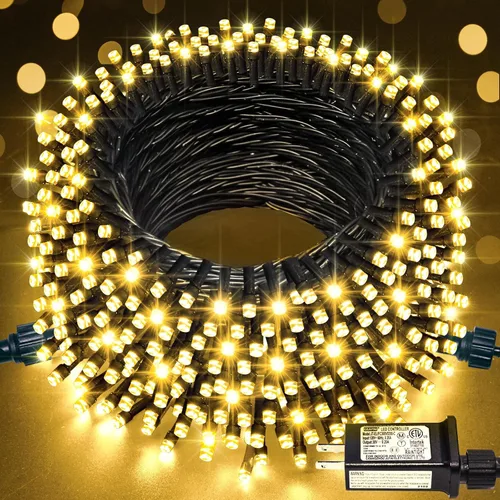 Vista 30 de JMEXSUSS Guirnalda de luces de Navidad de 200 LED azules y blancas, 66 pies, de exterior, expansible, para árbol, fiesta o decoración de hogar