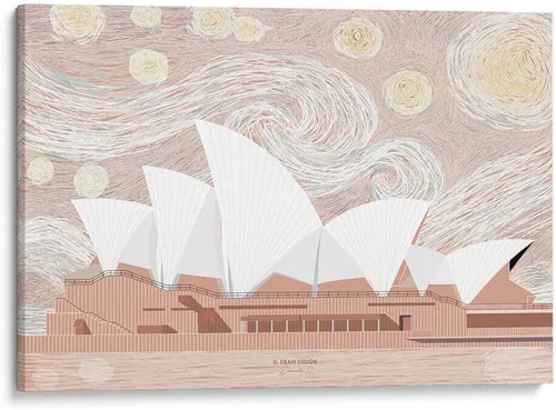 Vista 8 de Canvas Lab Sydney Opera House in Pink by DRAM 11 x 7 in Fine Art Framed Print, Frame Color: Black, With Mat Architecture, Cities