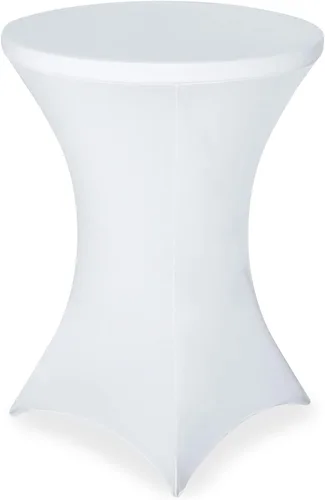 Vista 33 de FestiCorp Mantel de Mesa Negro de Spandex, Manteles Ajustados para Cóctel, Manteles Elásticos Redondos para Mesa Alta para Fiestas, Bar, Bodas