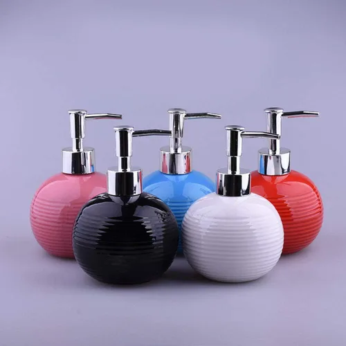 Vista 3 de 123Arts Dispensador de jabón retro de cerámica con bomba botella de jabón botella de loción