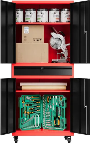 Vista 31 de Fesbos Armario de almacenamiento de metal, archivadores de acero de 36 pulgadas de alto con puertas con cerradura y estantes ajustables, gabinete