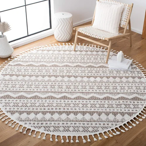 Vista 14 de SAFAVIEH Tapete grueso marroquí con borlas, 2 pies 2 pulgadas x 9 pies, color marfil y beige, no desprende pelusa y de fácil cuidado, 0.75 pulgadas