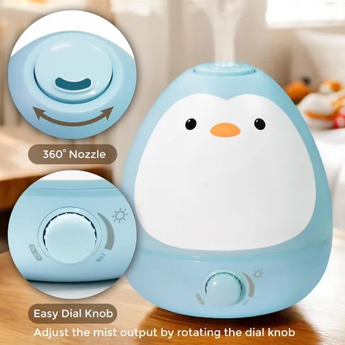 Vista 5 de Earnest Living Humidificador de niebla fría 3 en 1 para bebé con difusor de aceite esencial + luz nocturna, humidificador sin bisfenol A sin