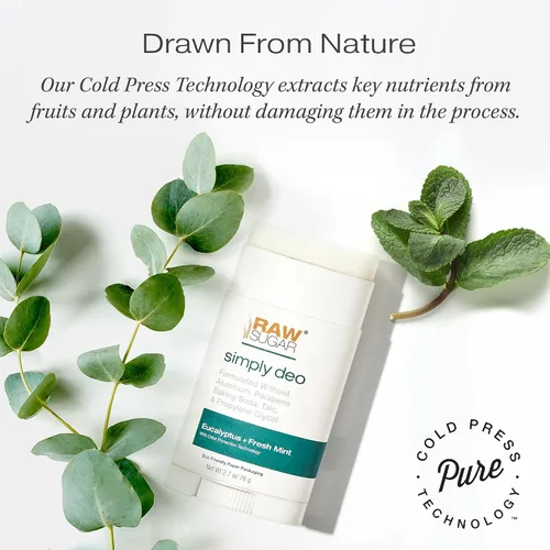Vista 6 de RAW SUGAR Barra de desodorante sin aluminio, Simply Deo (Paquete de 1) Desodorante para todo el cuerpo para mujeres y hombres, fórmula limpia sin