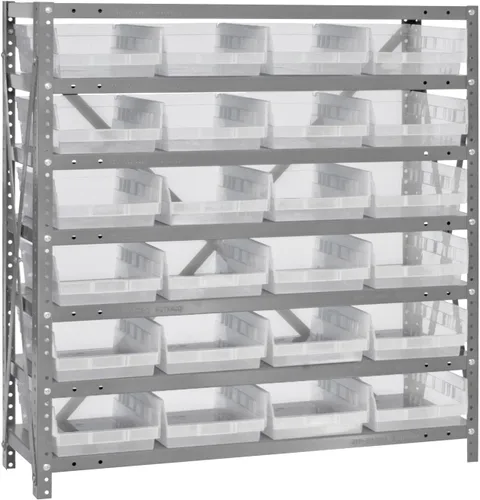 Vista 16 de Quantum QSBU-245BK Heavy Duty Shelving Unit with (7) Shelves and (24) QUS245 Black Bins for Garage Warehouse Storage Distribution 400 lb Load