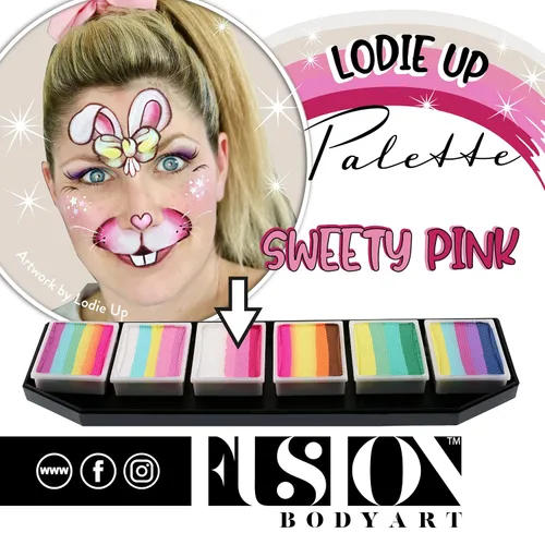 Vista 6 de Fusion Body Art - Paleta de pintura facial Lodie Up Lindo arcoíris pastel