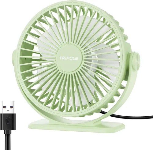 Vista 14 de TriPole Ventilador de Escritorio USB Pequeño Ventilador Personal Portátil, 3 Velocidades Ajustables Brisa Fuerte Mini Ventilador Eléctrico, Rotación