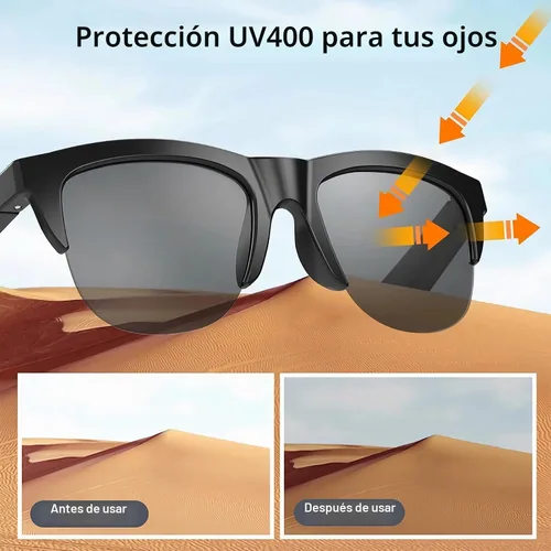 Vista 4 de F06 - Lentes de sol inteligentes con Bluetooth de oreja abierta para hombres y mujeres, 5.3 Bluetooth, control táctil, llamadas de música con lentes