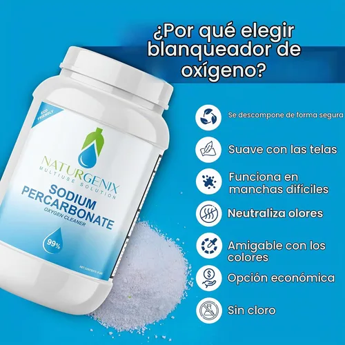 Vista 3 de Polvo de percarbonato de sodio 99% de pureza – blanqueador de oxígeno, limpiador de liberación de peróxido de hidrógeno para lavandería