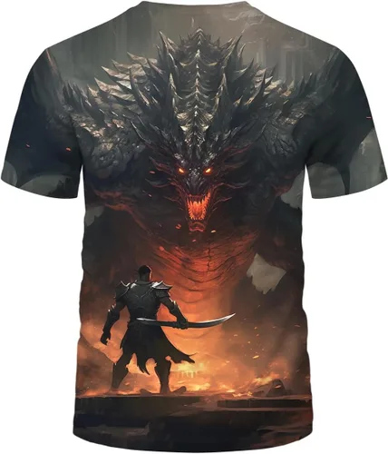 Vista 3 de Srcnhim Camiseta con estampado 3D de caballero dragón marino para hombre