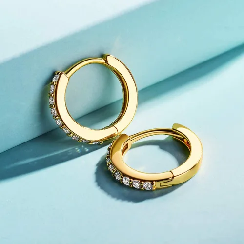 Vista 8 de Kainier Aretes de aro chapados en oro de 18 quilates con circonita cúbica, aretes de cartílago, hipoalergénicos para mujeres y niñas, color rosaoro