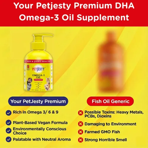 Vista 2 de Petjesty Pure Omega Daily para gatos y perros (10.1 fl oz)