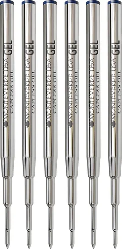 Vista 6 de Monteverde Recambio de bolígrafo de gel fino para bolígrafos de gel Montblanc, paquete de 6, negro (M423BK)