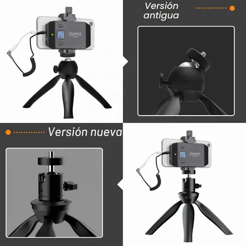 Vista 3 de Micrófono inalámbrico para smartphone, Comica CVM-WS50(H) Micrófono de mano para iPhone/Android Entrevista, micrófono de grabación profesional