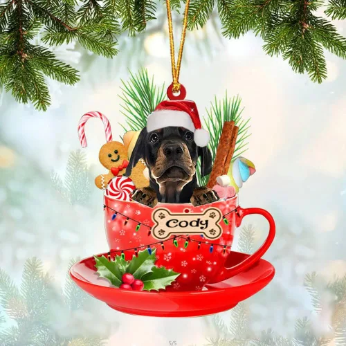 Vista 20 de NAZENTI Adorno personalizado de Alaskan Malamute en taza roja, adorno de Navidad personalizado para perros amantes de las mascotas, colgante