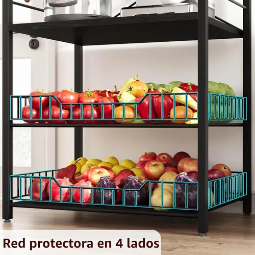 Vista 7 de IDEALHOUSE Estante para hornear de cocina, soporte para horno de microondas Negro (Rustic Black)