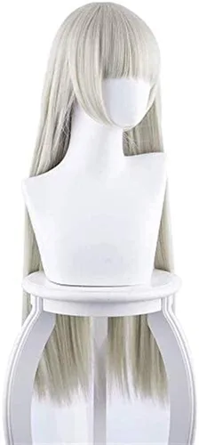 Vista 2 de Ririka Momobami peluca Kakegurui Cosplay pelo largo con flequillo gris