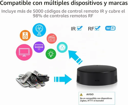 Vista 2 de Rollerhouse s WiFi IR & RF - Hub de control remoto inteligente para domótica inteligente, TV, cortina, control remoto de sombras, control