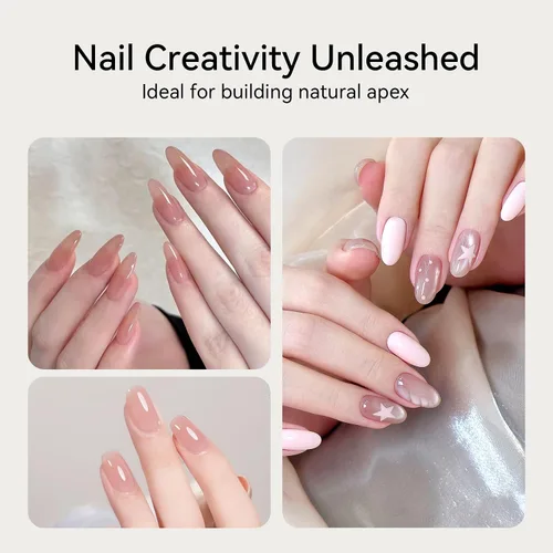 Vista 5 de MAYCHAO Gel constructor de uñas color rosa nude, fortalecedor de uñas de 0.5 onzas líquidas en una botella, gel duro para extensión de uñas, secado