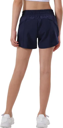 Vista 4 de Aurefin Pantalones cortos deportivos para niñas, pantalones cortos de secado rápido para niños, adolescentes y niñas, pantalones cortos deportivos