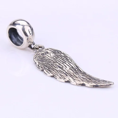 Vista 3 de PAIYUAN Dijes de alas de ángel originales de plata de ley 925 para pulsera de cadena de serpiente, Plata esterlina