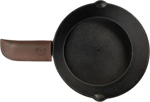 Vista 4 de Hide & Drink, Funda para mango de sartén caliente hecha a mano de cuero grueso de grano completo, resistente al calor, agarre resistente para una