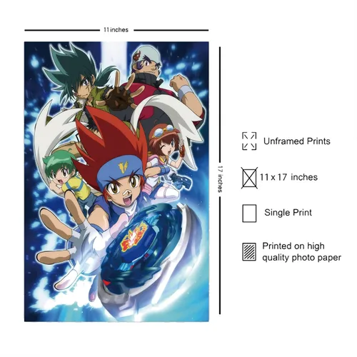 Vista 2 de Christ-EZ Anime Cartoons Beyblade Metal Fusion Cool Wall Decor Art Print Poster para la estética de la habitación - Póster mate sin marco regalo
