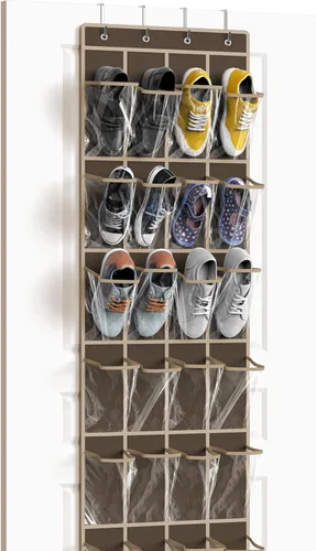 Vista 16 de Simple Houseware - Organizador de zapatos colgante con 24 bolsillos grandes y transparentes para colgar en la puerta, color negro