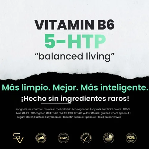 Vista 4 de 5-HTP 200mg con vitamina B6 y aceite de semilla de cáñamo, liberación