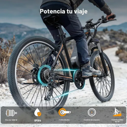 Vista 3 de Jasion EB5 Electric Bike for Adults 26" tire with 1000W Peak Motor Negro