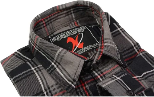 Vista 7 de Milwaukee Leather MNG11658 Men's Black and Grey with Red Long Sleeve Cotton Flannel Shirt