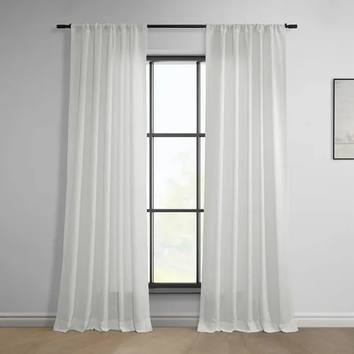 Vista 13 de HPD Half Price Drapes Cortinas clásicas de lino sintético semitransparentes para sala de estar (1 panel) que filtran la luz de 96 pulgadas de largo