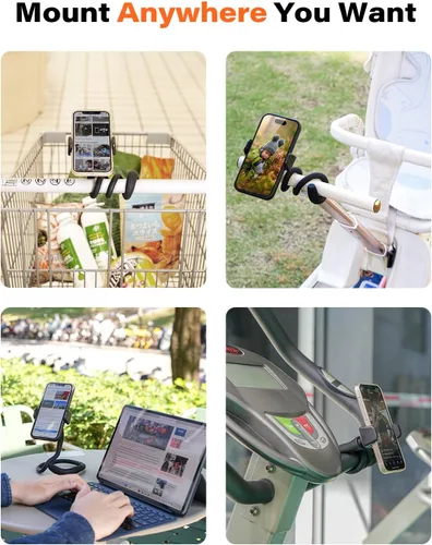 Vista 5 de A2C Soporte flexible para teléfono para cinta de correr, pelotón, cochecito, carrito de compras, escritorio, cuello de cisne para teléfonos
