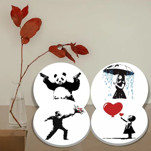 Vista 7 de Banksy Fundas para Quemadores de Estufa Eléctrica, Juego Divertido de 4 Redondos de 8 Pulgadas y 10 Pulgadas, Cubierta de Metal para Gas, Ojos
