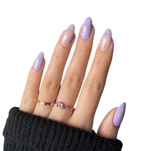 Vista 11 de Uñas postizas a presión con punta francesa negra, uñas cortas de almendra, uñas con pegamento para mujer, uñas acrílicas francesas de gel, uñas