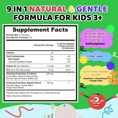 Vista 6 de Q'ankyaq Gotas líquidas de apoyo para la tiroides, apoyo tiroideo para mujeres, gomitas potenciadoras del apetito para niños a partir de 3 años